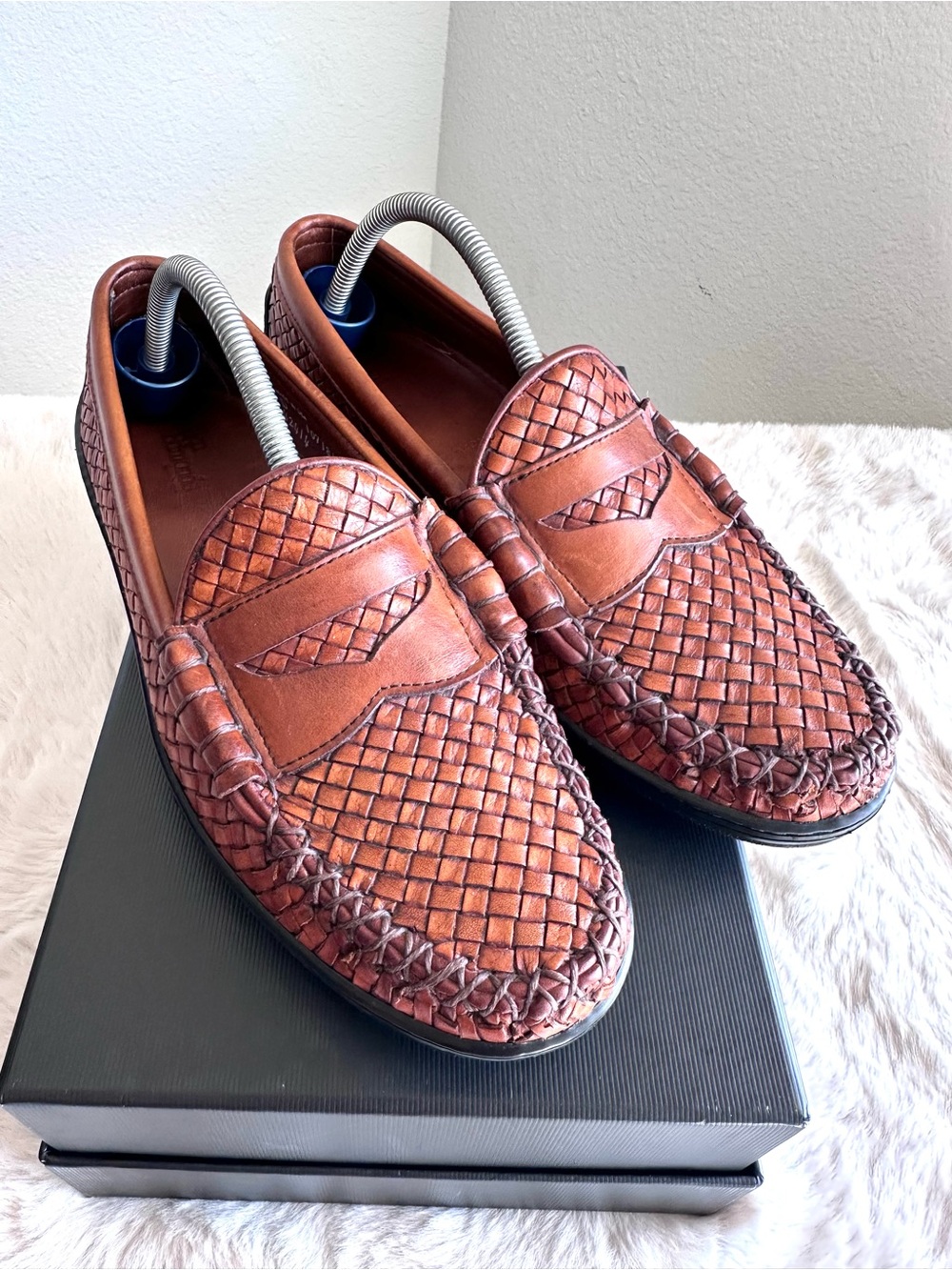 Allen Edmonds Norwalk Brown leather Woven Loafer Mens size 9 D
